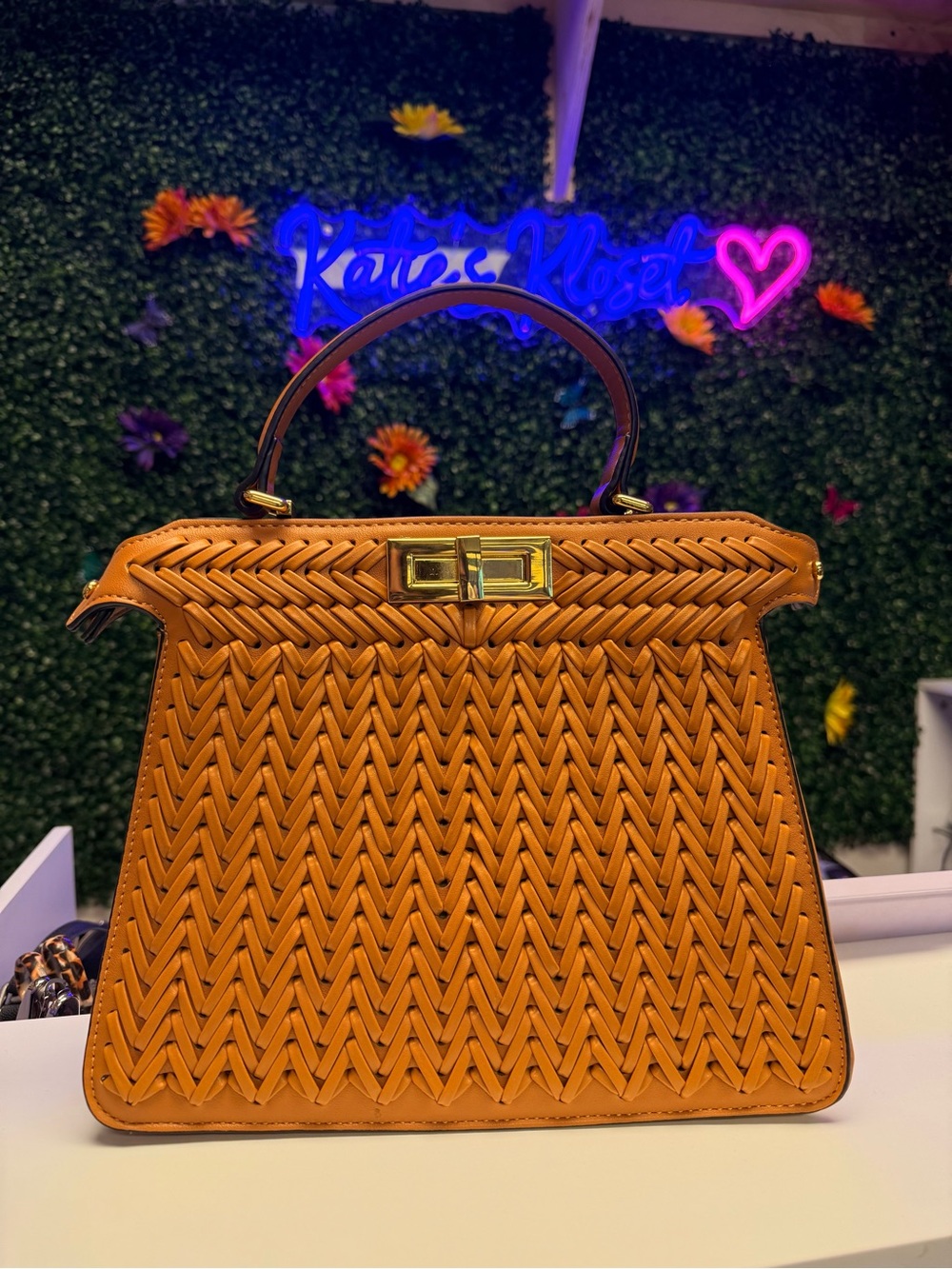 Woven Top-Handle Satchel in Tan